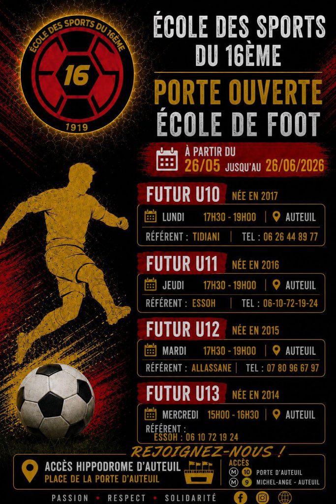 Portes ouvertes - Détections - 2026-2027 ES16 U10-13
