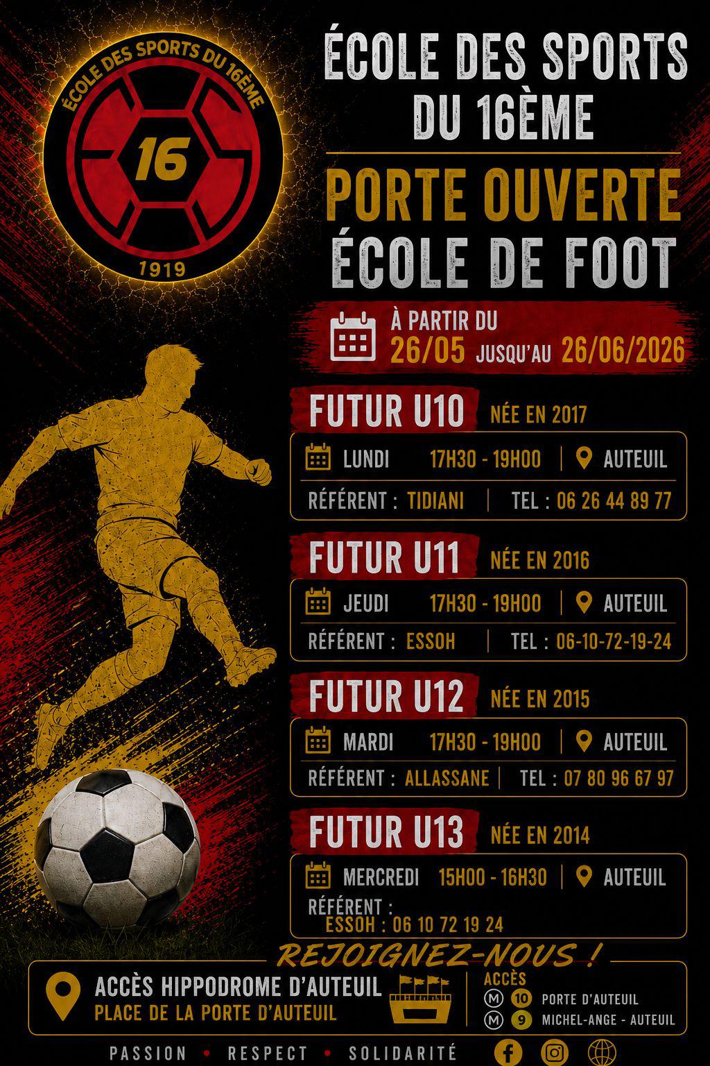 Portes ouvertes - Détections - 2026-2027 ES16 U10-13